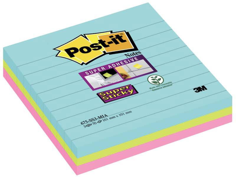 Foglietti adesivi riposizionabili Post-it 12 blocchi da 100 foglietti f.to  125x75mm vari colori in carta riciclata di Buffetti