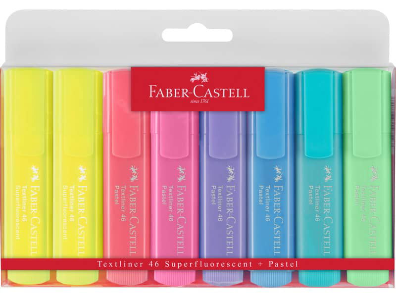 Faber Castell evidenziatore textliner fluo 8 colori ass., 5,30 €