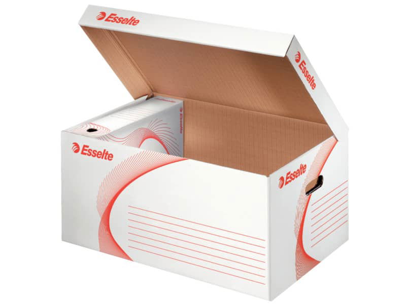 Scatole archivio Esselte SPEEDBOX dorso 80 mm bianco/rosso 8x25x35 cm  conf.25 - 623985 a soli 2.09 € su