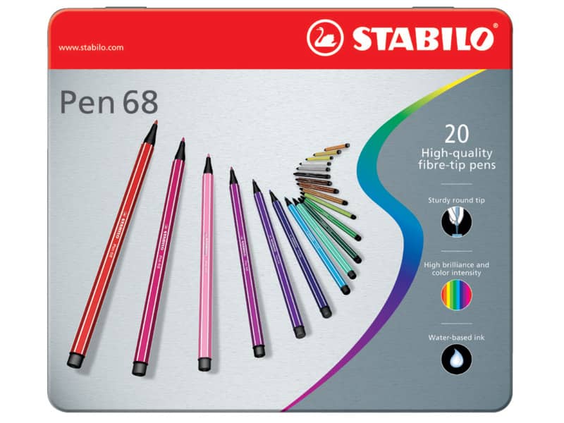 Pennarelli Stabilo Pen 68 1 mm scatola di metallo assortiti Conf. 40 pezzi  - 6840-6