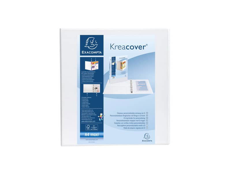 Raccoglitore personalizzabile Exacompta A4 maxi Kreacover bianco 4 anelli a  D 50 mm - 51944E a soli 4.71 € su