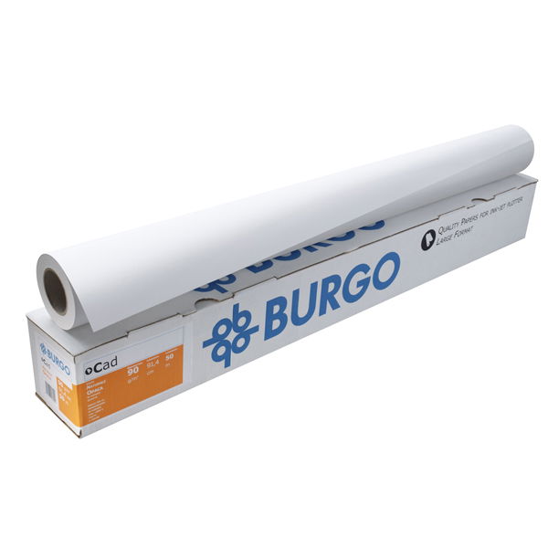 Carta Plotter Burgo 175 Per CAD - Rotolo Da 50m, 80g/mq, Larghezza 91.4cm, Confezione Da 4 - Foto 2