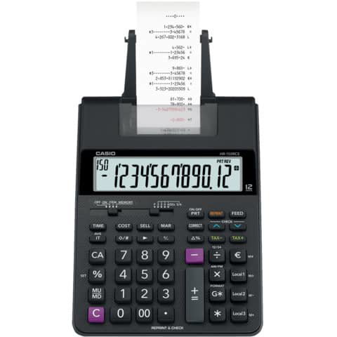 CASIO HR-8RCE-WE Calcolatrice Scrivente Portatile, Display a 12 Cifre,  Funzioni Check e Correct, Funzioni After Print e Re-Print, Blister, Bianco