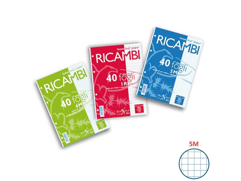 Ricambi per quaderni Pignaric Pigna a 4 fori 80 g/m² A4 5mm Conf