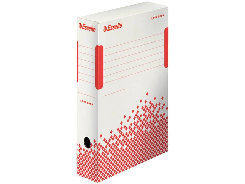 Scatola archivio Esselte SPEEDBOX dorso 10 cm bianco/rosso 10x25x35 cm  623908 a soli 2.31 € su