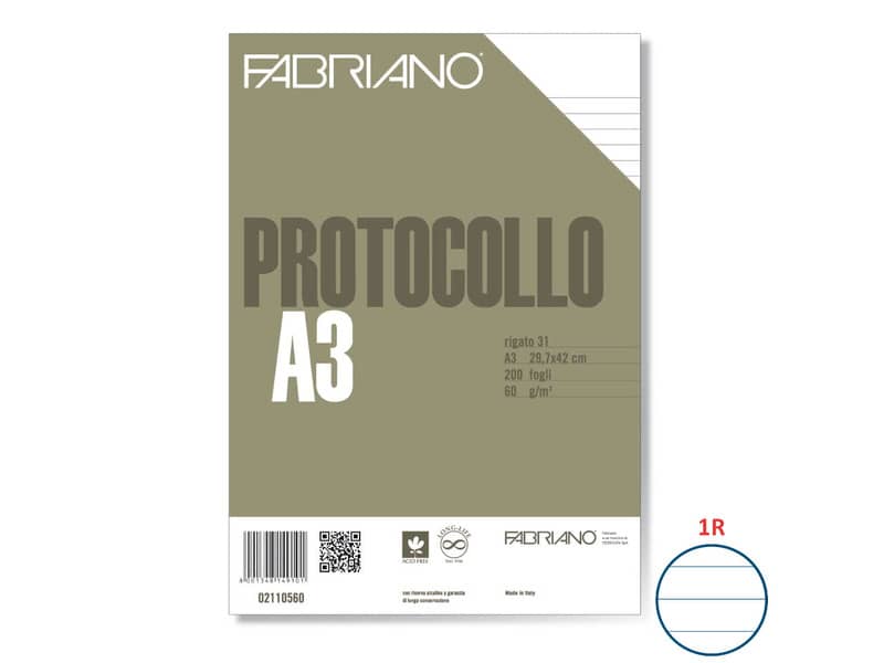 Fogli protocollo Fabriano - A4 - 125 g/mq - uso bollo - conf. 250 - 2101125  - 08001348146032 - Euroffice