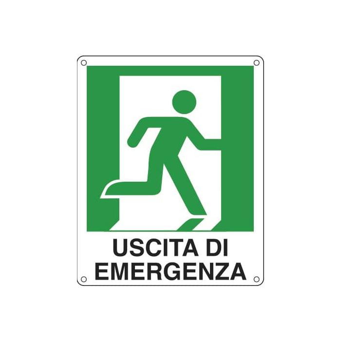 Cartello sicurezza 25x31 cm. Cartelli Segnalatori ''Uscita di emergenza  destra'' E20106X a soli 3.33 € su