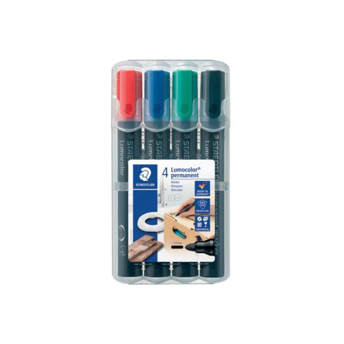 Marcatori permanente punta tonda Staedtler Lumocolor permanent marker 352  assortiti astuccio da 4 pezzi - 352 WP4 a soli 7.38 € su