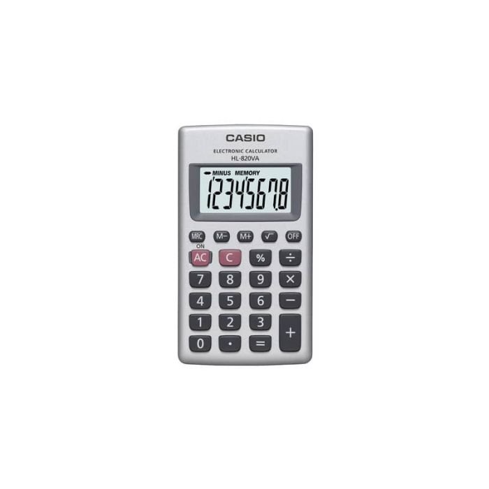 Calcolatrice scientifica CASIO 8 cifre a batteria Argento HL-820VA a soli  7.55 € su