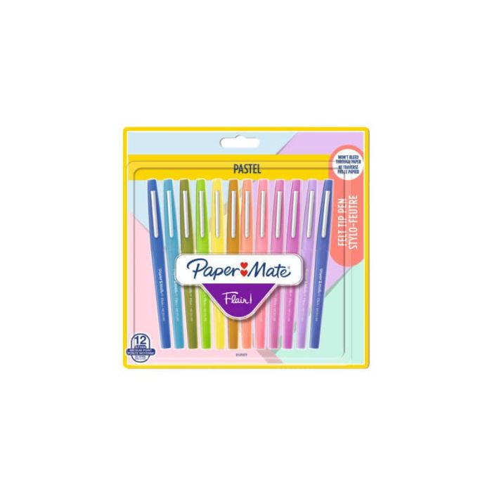 Penne punta fibra Paper Mate Flair/Nylon pastel 1.1 M - tratto 1 mm -  assortiti blister da 12 pezzi - 2137277 a soli 21.87 € su