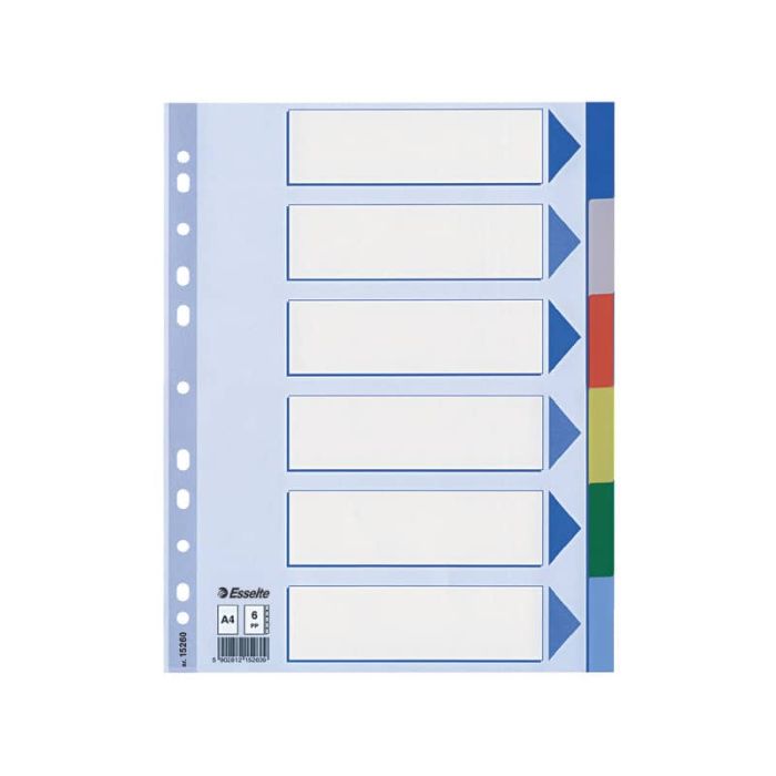 Divisori per rubrica Esselte A4 PPL numerica 1-12 100106