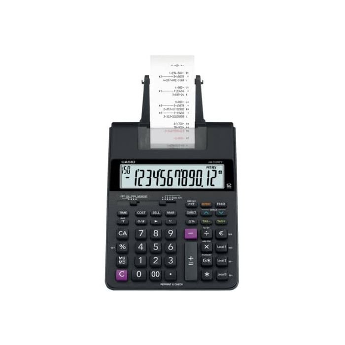 Calcolatrice scrivente CASIO HR-150RCE-WA con batteria e stampa a due  colori. Nero - HR-150RCE a soli 46.32 € su