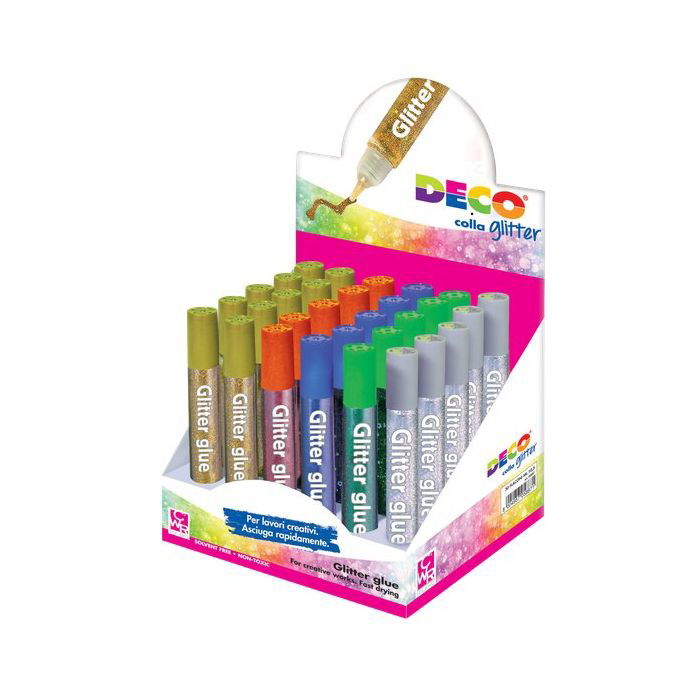 Display colla glitter 30 penne 10,5ml colori assortiti metal Cwr a soli  13.69 € su