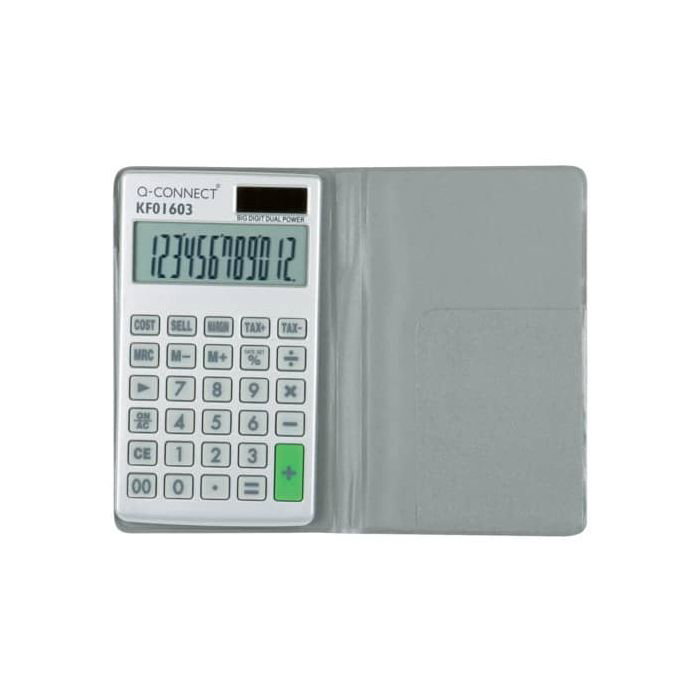 Calcolatrice tascabile solare e batteria Q-Connect - 12 cifre