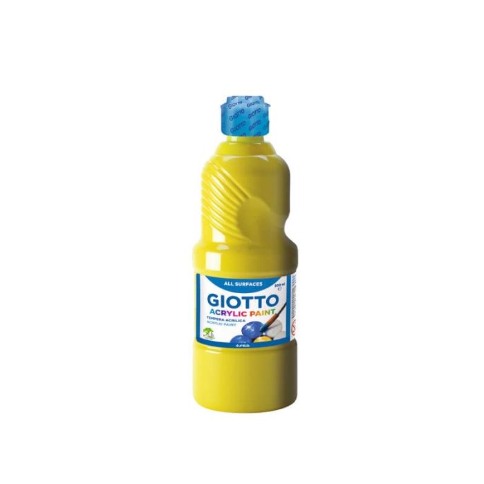 Tempera a base acrilica GIOTTO Acrylic Paint flacone 500 ml giallo