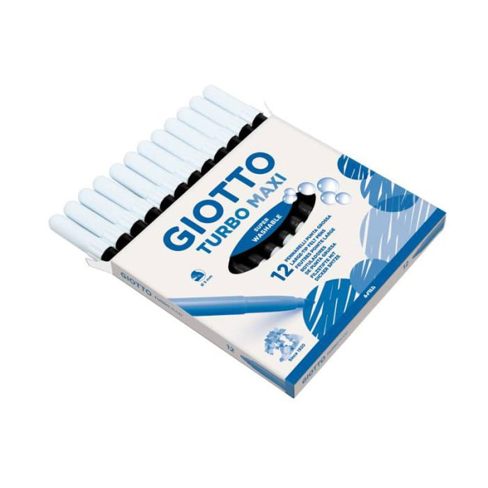 Pennarello GIOTTO Turbo Maxi punta grossa in fibra 5 mm nero Conf. 12 pezzi  - 456036 a soli 7.94 € su
