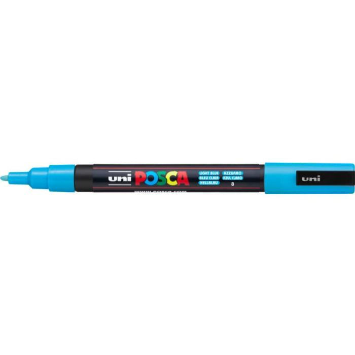 Marcatore a tempera POSCA Uni-Ball punta tonda 0,9-1,3 mm azzurro M PC3M AZ  a soli 3.57 € su