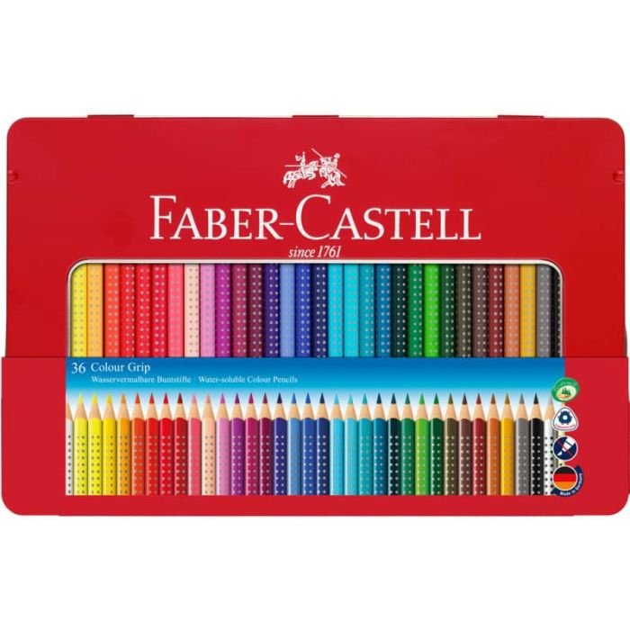 Matite colorate Faber-Castell Colour Grip assortiti astuccio di metallo da  36 - 112435 a soli 39.48 € su