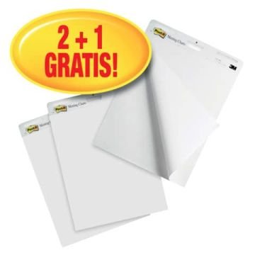 Blocchi lavagna Post-it Meeting Chart bianco 63,5x77,5 cm 30 fogli Promo Pack 2+1 GRATIS - 7000081684