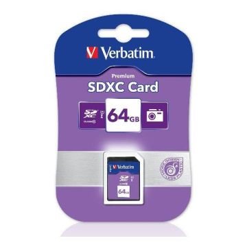 VERBATIM SECURE DIGITAL CARD 64GB XC CLASS UH S-1