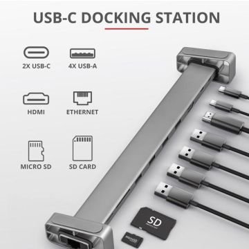 Docking station - multiporta USB-C - 10-in-1 - Dalyx Trust
