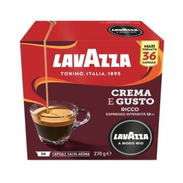 Caffè in cialde Lavazza Astuccio 36 capsule A Modo Mio Crema&Gusto Ricco 8274