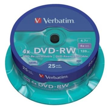 DVD-RW Verbatim 4.7 GB in confezione da 25 dvd-rw - 43639
