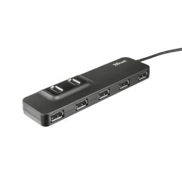 Hub 7 porte USB 2.0 TRUST Oila nero 20576