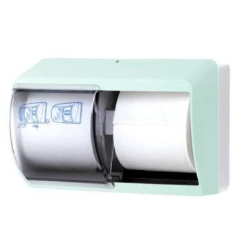Distributore di carta igienica doppio rotolo QTS in ABS con capacità massima Ø 13 cm verde opalino - E-TO/OD-S