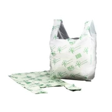Shopper NESSUNO in mater-bi biodegradabile verde 27+7,5+7,5x50 cm cartone da 500 pz - 21381