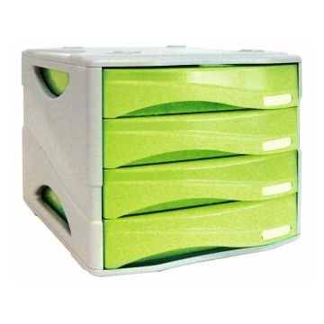Cassettiera 4 cassetti ARDA Smile polistirolo antiurto e materiale infrangibile grigio/verde - TR15P4PV