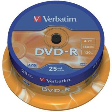 DVD-R Verbatim 16x 4.7 GB in confezione da 25 dvd - 43522