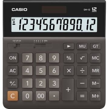 Calcolatrice da tavolo CASIO display 12 cifre - solare e batteria nero DH-12BK