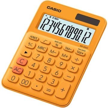 Calcolatrice da tavolo CASIO solare o batteria - 12 cifre - Arancio MS-20UC-RG