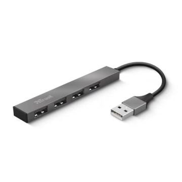 Hub Mini USB 2.0 a 4 porte in alluminio Trust grigio 23786