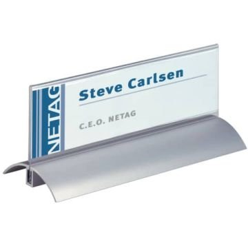 Portanomi da tavolo DURABLE DELUXE argento/trasparente inserto 61x210mm conf. 2 - 820219