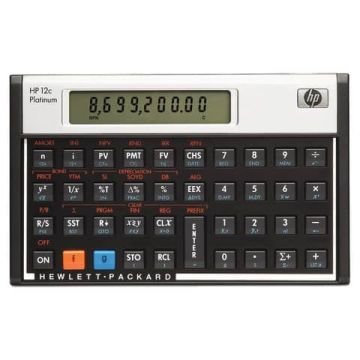 Calcolatrice finanziaria HP 12C Platinum con display LCD da 12 caratteri regolabile nero/argento HP-12C PLAT/UUZ