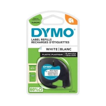Nastro per etichettatrici Dymo LetraTag plastica 12 mm x 4 m nero/bianco S0721660