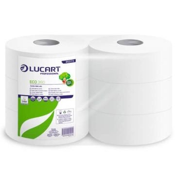 Carta igienica Lucart Eco 360 m jumbo 2 veli 6 rotoli da 973 strappi - 812173P