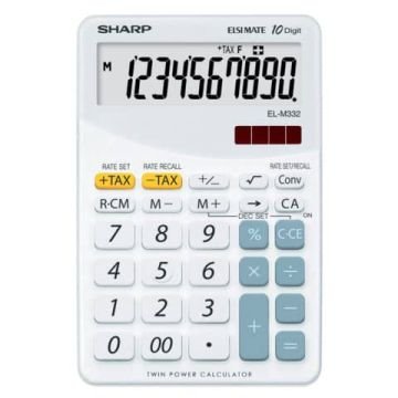 Calcolatrice da tavolo a 10 cifre SHARP con ampia varietà di funzioni bianco SH-ELM332BWH