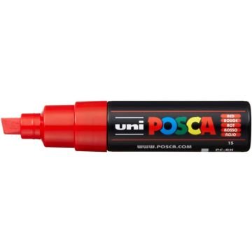 Marcatore a tempera POSCA Uni-Ball punta a scalpello 8 mm rosso M PC8K R