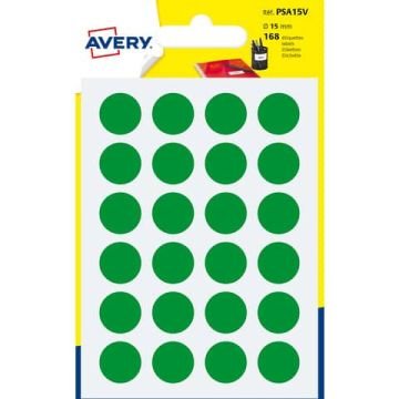 Etichette rotonde colorate AVERY verde Ø 15 mm 7 fogli - PSA15V