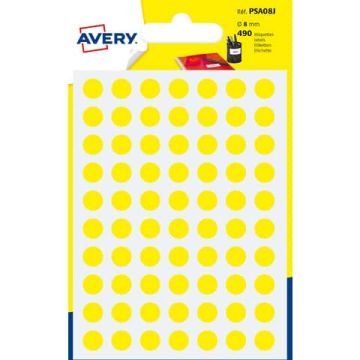 Etichette rotonde colorate AVERY giallo Ø 8 mm 7 fogli - PSA08J