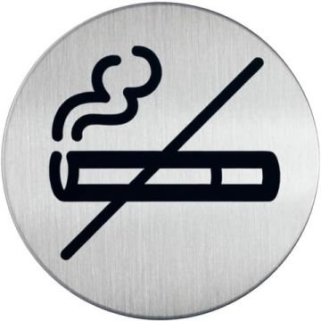 Pittogramma adesivo "Vietato fumare" DURABLE acciaio inossidabile spazzolato argento metallizzato Ø 83 mm - 491123