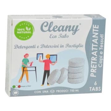 Pretrattante igienizzante capi e tessuti in pastiglie CLEANY Eco tabs neutro - conf. 6 pz - CLT700