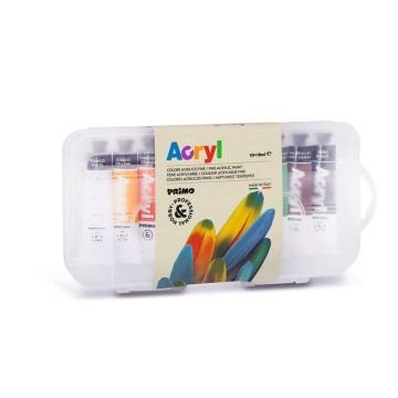 Colore acrilico fine Primo H&P 18 ml - scatola polipropilene da 10 tubetti - colori assortiti - 405TA10SP