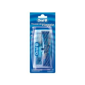Trousse da viaggio TRAVELPACK1 ORAL B bianco e blu spazzolino + 2 dentifrici da 15 ml - B28