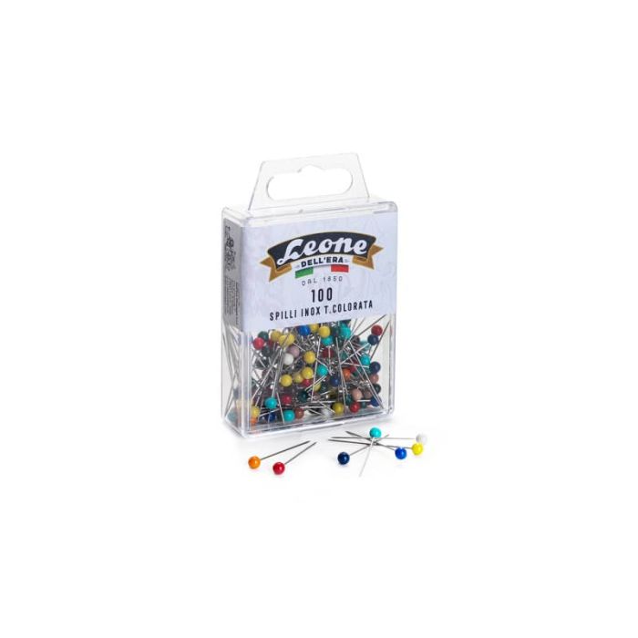 Spilli testa in plastica colorata Leone Dell'Era Inox 304 - 0,60x32 mm - scatola da 100 spilli assortiti - APSC1 main product photo