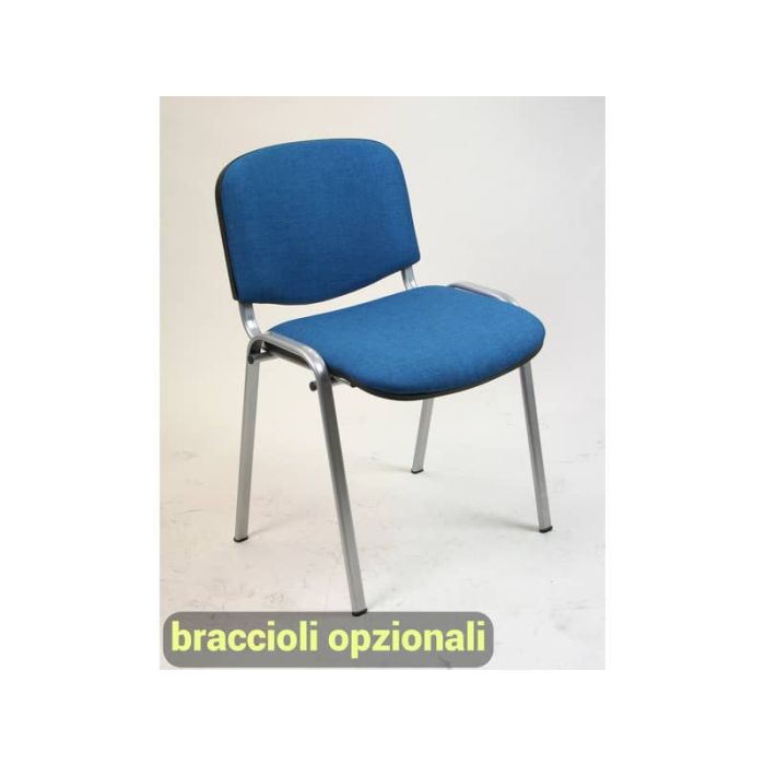 Sedia visitatore 4 gambe Unisit Dado D5C acciaio cromato - rivestimento ignifugo blu - Conf. 2 pezzi - D5C/2/IB main product photo