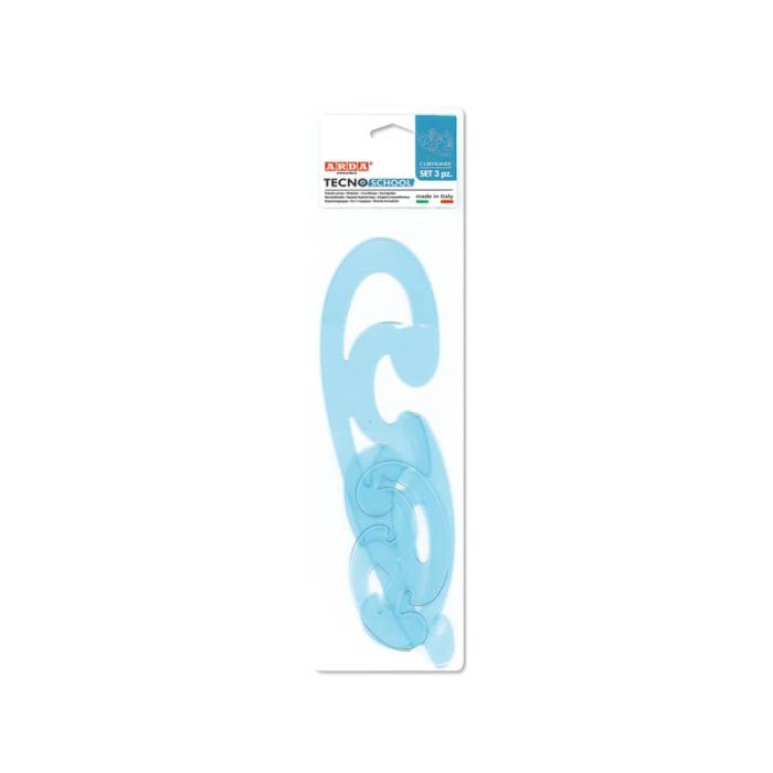 Set curvilinee ARDA Serie Tecnoschool polistirolo termoresistente azzurro trasparente Conf. 3 pezzi - 41200 main product photo
